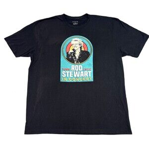 Rod Stewart 2022 Tour in Concern T Shirt Mens XXL Black Rock Music Concert Tee